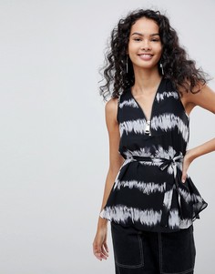 Майка с принтом тай-дай и молнией QED London - Синий