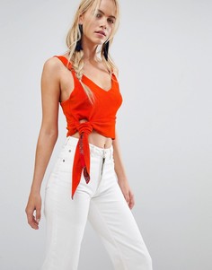 Топ с принтом пейсли и завязкой сбоку Free People - Красный