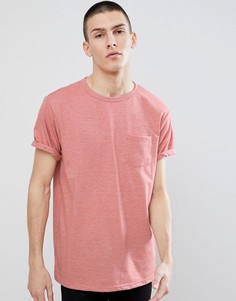 Темно-розовая меланжевая футболка с отворотами River Island - Розовый