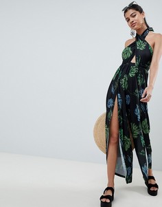 Комбинезон с принтом, перекрестным топом и запахом на штанинах ASOS DESIGN - Мульти