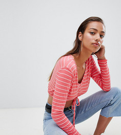 Кроп-топ в полоску Boohoo - Красный