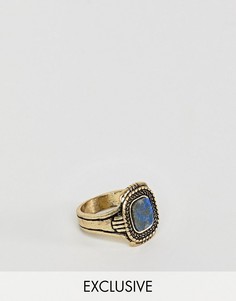 Золотистое кольцо с синим камнем Reclaimed Vintage эксклюзивно для ASOS - Золотой