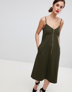 Платье-миди на молнии и бретельках Closet London - Зеленый
