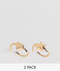 2 кольца на мизинец с сердечком и звездочкой ASOS DESIGN - Золотой