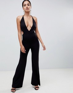 Комбинезон с расклешенными штанинами и вырезами ASOS DESIGN - Черный