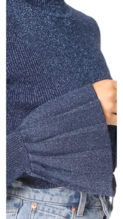 Carven Metallic Sweater With Pleats