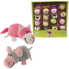 Мягкая игрушка-вывернушка 1toy Розовый кот - Мышка, 12 см