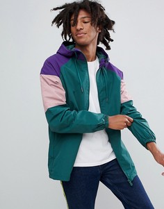 Зеленая нейлоновая куртка с цветными вставками Pull&amp;Bear - Зеленый Pull&Bear