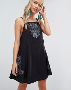 Платье-комбинация с резной отделкой Free People Tulum - Черный