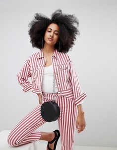 Комбинируемая джинсовая куртка в полоску Pull&amp;Bear - Красный Pull&Bear