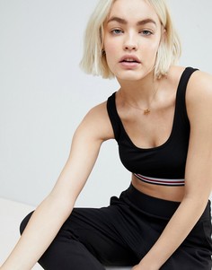 Черный кроп-топ с контрастной лентой Pull&amp;Bear - Черный Pull&Bear