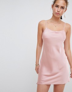 Атласное платье-комбинация светло-розового цвета Miss Selfridge - Розовый