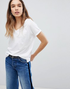 Oversize-футболка с V-образным вырезом Pull&amp;Bear - Белый Pull&Bear