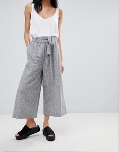 Строгие широкие брюки с поясом Pull&amp;Bear - Серый Pull&Bear