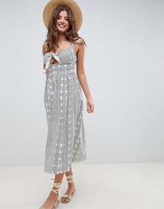 Платье макси с завязкой спереди и ацтекским принтом ASOS DESIGN - Мульти