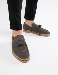 ASOS DESIGN loafers in grey suede with faux crepe sole - Серый