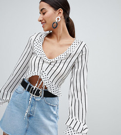 Топ в полоску и горошек Boohoo - Белый