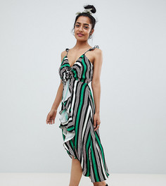 Платье миди в полоску с оборками River Island Petite - Мульти