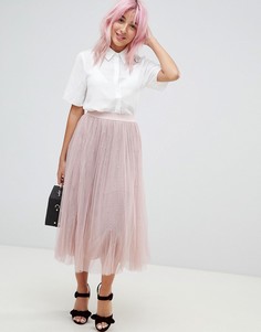 Юбка миди из тюля со складками Amy Lynn - Розовый