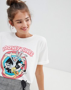 Белая футболка looney tunes Pull&amp;Bear - Белый Pull&Bear