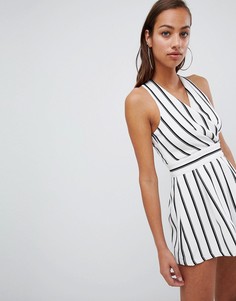 Boohoo Stripe Halterneck Playsuit - Мульти