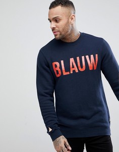 Свитшот с принтом Blauw и логотипом Scotch &amp; Soda - Темно-синий