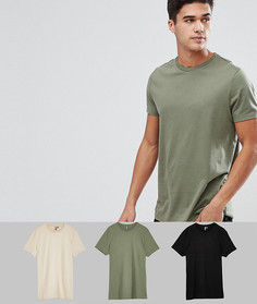 3 футболки с круглым вырезом ASOS DESIGN - СКИДКА - Мульти