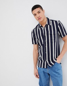 Рубашка в вертикальную полоску с короткими рукавами Bellfield - Темно-синий