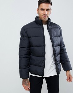 Черная дутая куртка с воротником-стойкой ASOS DESIGN - Черный