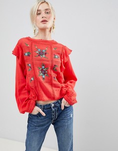 Свободная блузка с вышивкой Free People The Amy - Красный