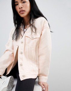 Розовая джинсовая oversize-куртка с карманами Pull&amp;Bear - Розовый Pull&Bear