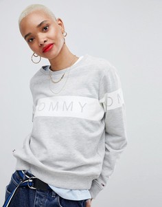 Свитшот в полоску с логотипом Tommy Jeans - Серый