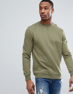 Свитшот цвета хаки Pull&amp;Bear - Зеленый Pull&Bear
