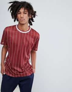 Свободная футболка в полоску с отделкой в рубчик ASOS DESIGN - Красный