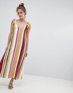 Платье в полоску на бретельках с V-образным вырезом Pull&amp;Bear - Мульти Pull&Bear