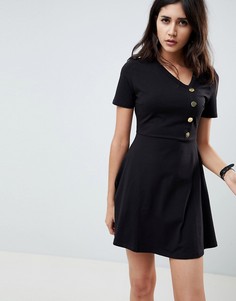Короткое приталенное платье с пуговицами ASOS DESIGN - Черный