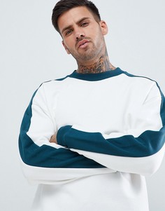 Белый oversize-свитшот с контрастными вставками и отделкой в рубчик ASOS - Белый