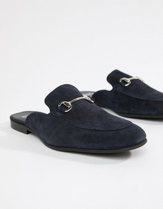 Темно-синие замшевые лоферы с открытой пяткой River Island - Темно-синий