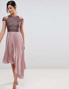 Атласное асимметричное платье со складками Coast Delores - Розовый