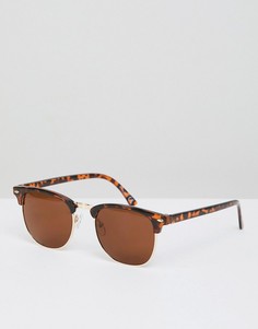 Черепаховые солнцезащитные очки в стиле ретро River Island - Коричневый
