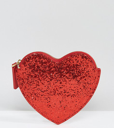 Красный блестящий кошелек в форме сердца Lulu Guinness - Красный