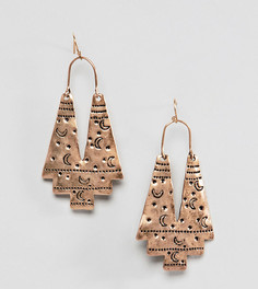 Reclaimed Vintage inspired etched moon earrings - Золотой