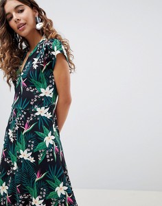 Платье-рубашка с тропическим принтом b.Young - Мульти
