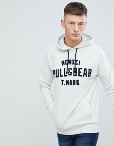 Худи серого цвета с логотипом Pull&amp;Bear - Серый Pull&Bear