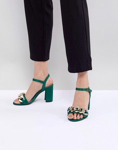 Босоножки на блочном каблуке с цепочками ASOS DESIGN Hawk - Зеленый
