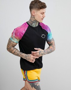 Свободная футболка с рукавами реглан и принтом ASOS DESIGN - Черный
