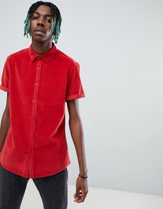 Красная вельветовая облегающая рубашка ASOS DESIGN - Красный