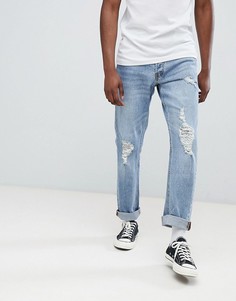 Узкие джинсы с рваной отделкой Jack &amp; Jones - Синий