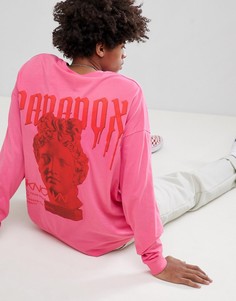 Oversize-лонгслив с принтом на спине ASOS DESIGN - Розовый