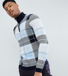 Синий вязаный джемпер в клетку с молнией ASOS DESIGN Tall - Мульти